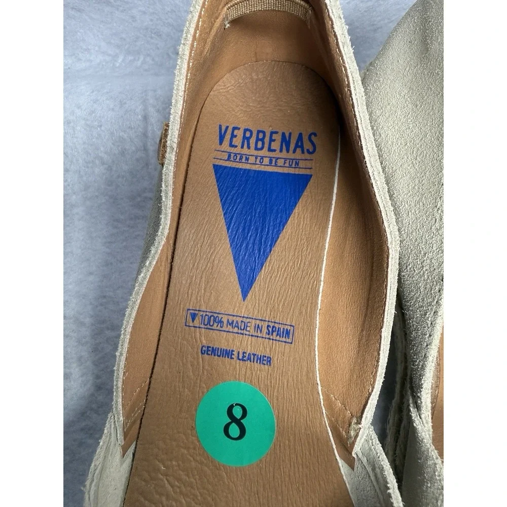 Verbenas Suede Espadrille Wedge Shoes Women 39 US 8 Beige Leather Made Spain